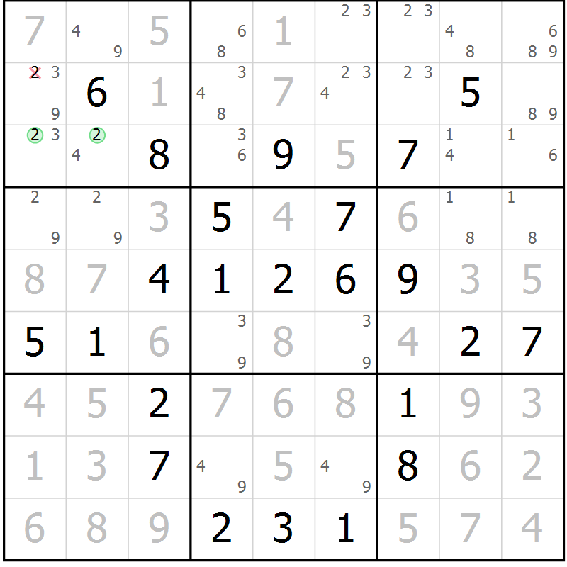 Position des candidats pour la solution de la Gr 37 page 40 du magazine de sudoku Virtuose n° 130