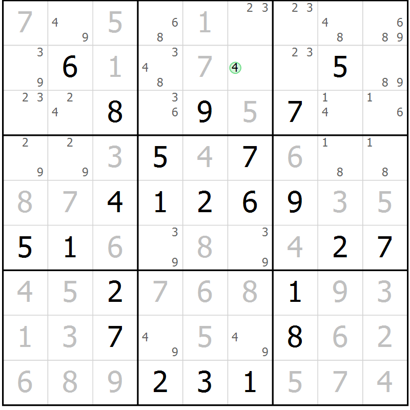 Position des candidats pour la solution de la Gr 37 page 40 du magazine de sudoku Virtuose n° 130