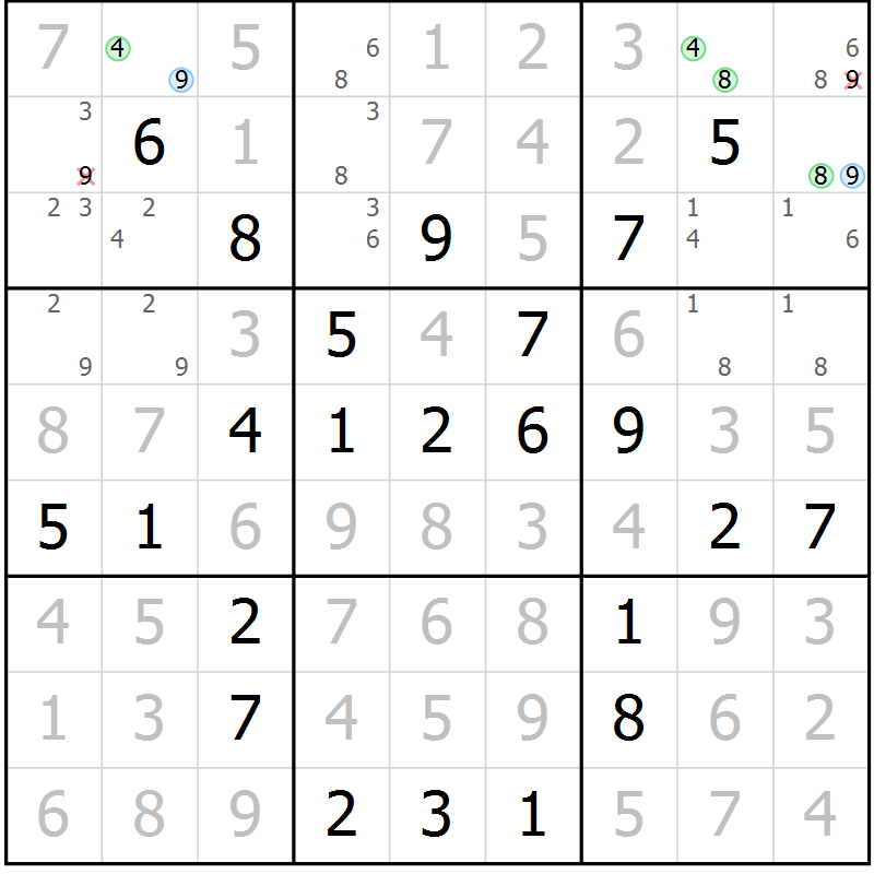 Position des candidats pour la solution de la Gr 37 page 40 du magazine de sudoku Virtuose n° 130