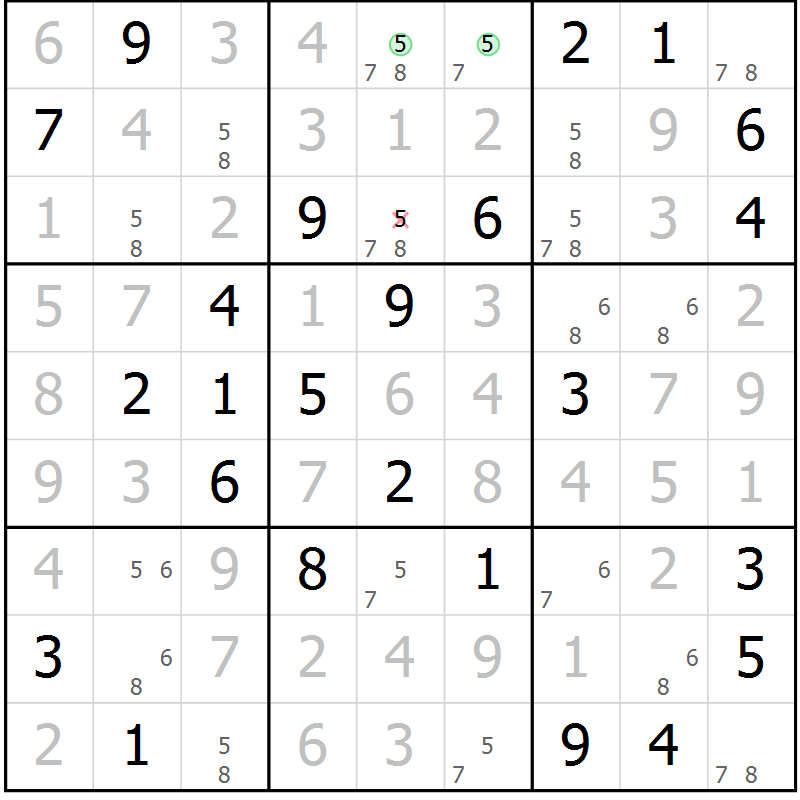 Position des candidats pour la solution de la Gr 38 page 41 du magazine de sudoku Virtuose n° 130