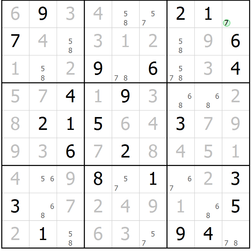 Position des candidats pour la solution de la Gr 38 page 41 du magazine de sudoku Virtuose n° 130