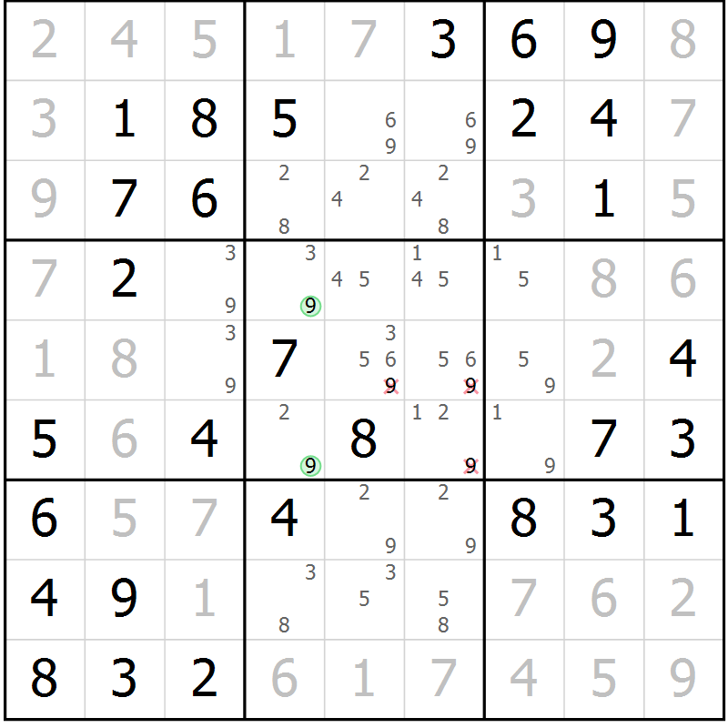 Position des candidats pour la solution de la Gr 39 page 42 du magazine de sudoku Virtuose n° 130