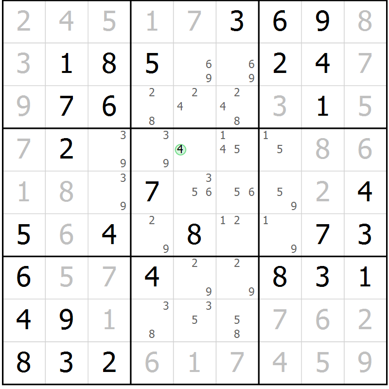 Position des candidats pour la solution de la Gr 39 page 42 du magazine de sudoku Virtuose n° 130
