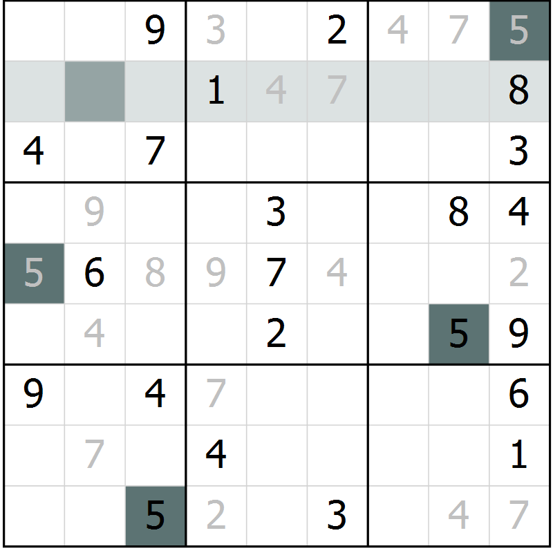 Position des candidats pour la solution de la Gr 4 page 7 du magazine de sudoku Virtuose n° 130