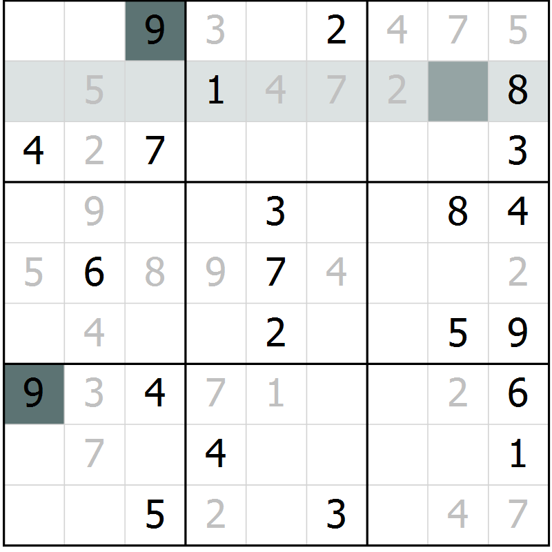 Position des candidats pour la solution de la Gr 4 page 7 du magazine de sudoku Virtuose n° 130