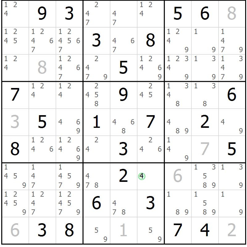 Position des candidats pour la solution de la Gr 40 page 43 du magazine de sudoku Virtuose n° 130