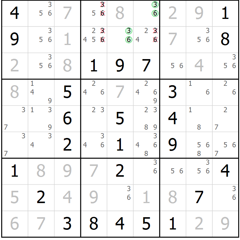 Position des candidats pour la solution de la Gr 41 page 44 du magazine de sudoku Virtuose n° 130