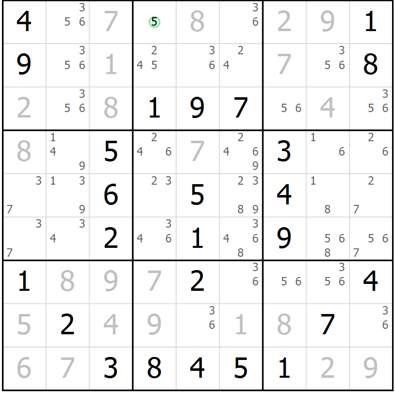 Position des candidats pour la solution de la Gr 41 page 44 du magazine de sudoku Virtuose n° 130