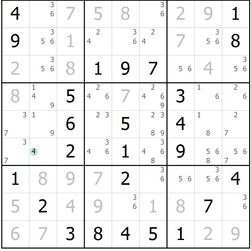 Position des candidats pour la solution de la Gr 41 page 44 du magazine de sudoku Virtuose n° 130