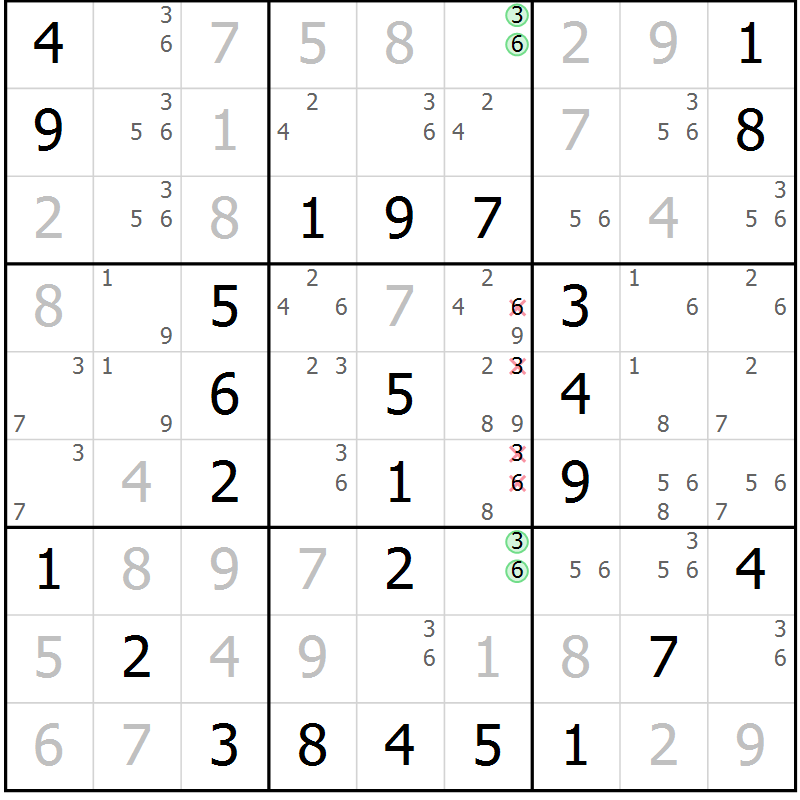 Position des candidats pour la solution de la Gr 41 page 44 du magazine de sudoku Virtuose n° 130