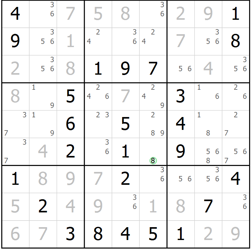 Position des candidats pour la solution de la Gr 41 page 44 du magazine de sudoku Virtuose n° 130