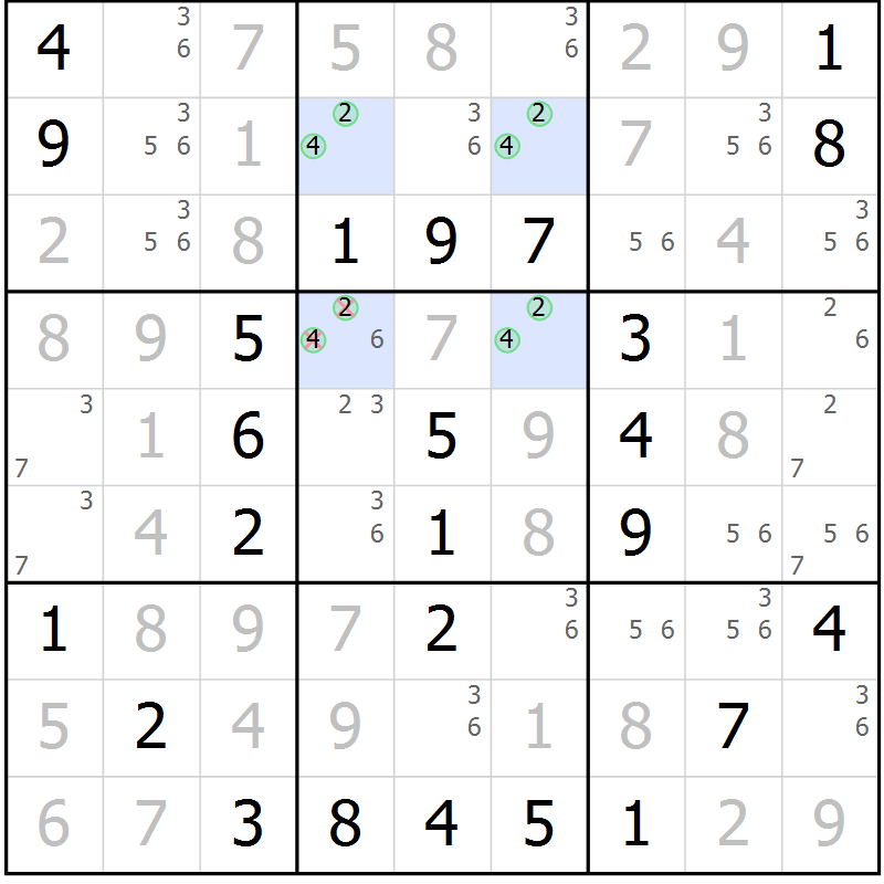 Position des candidats pour la solution de la Gr 41 page 44 du magazine de sudoku Virtuose n° 130