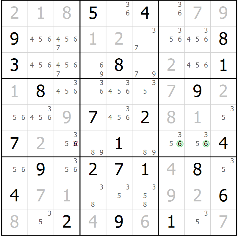 Position des candidats pour la solution de la Gr 44 page 47 du magazine de sudoku Virtuose n° 130