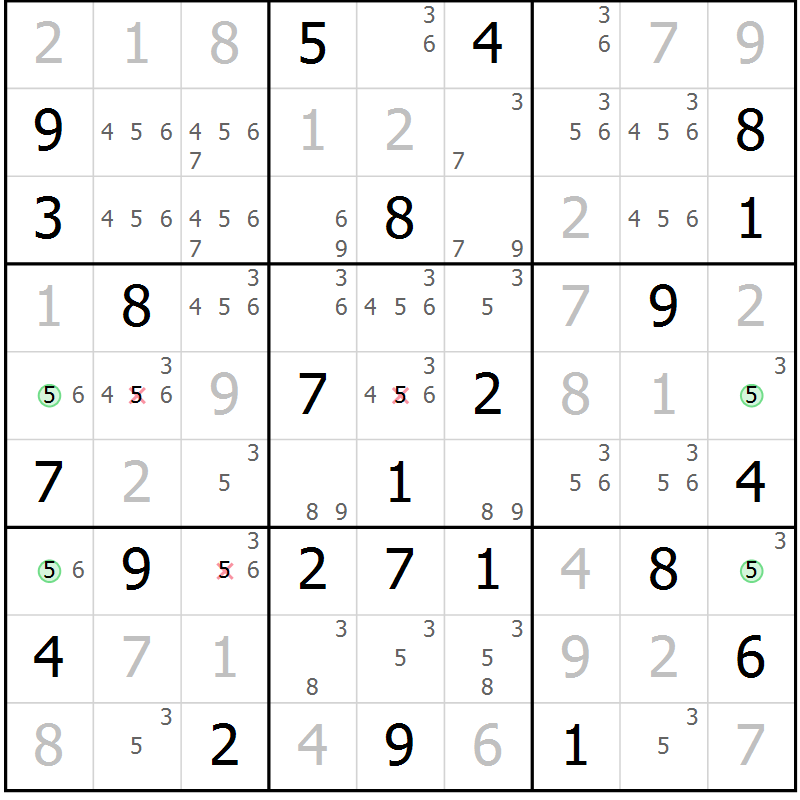 Position des candidats pour la solution de la Gr 44 page 47 du magazine de sudoku Virtuose n° 130