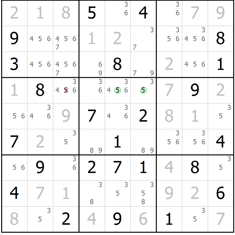 Position des candidats pour la solution de la Gr 44 page 47 du magazine de sudoku Virtuose n° 130