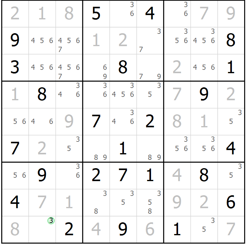Position des candidats pour la solution de la Gr 44 page 47 du magazine de sudoku Virtuose n° 130