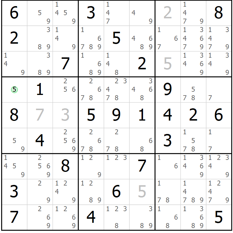Position des candidats pour la solution de la Gr 48 page 51 du magazine de sudoku Virtuose n° 130