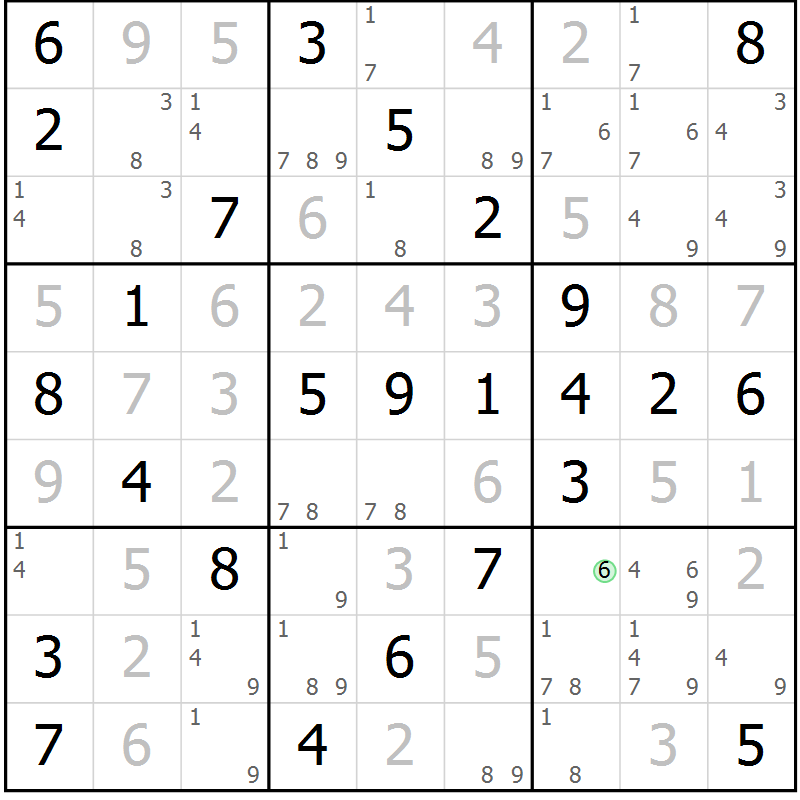 Position des candidats pour la solution de la Gr 48 page 51 du magazine de sudoku Virtuose n° 130