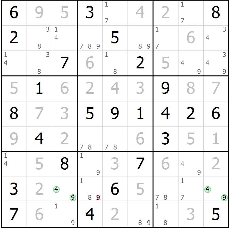 Position des candidats pour la solution de la Gr 48 page 51 du magazine de sudoku Virtuose n° 130