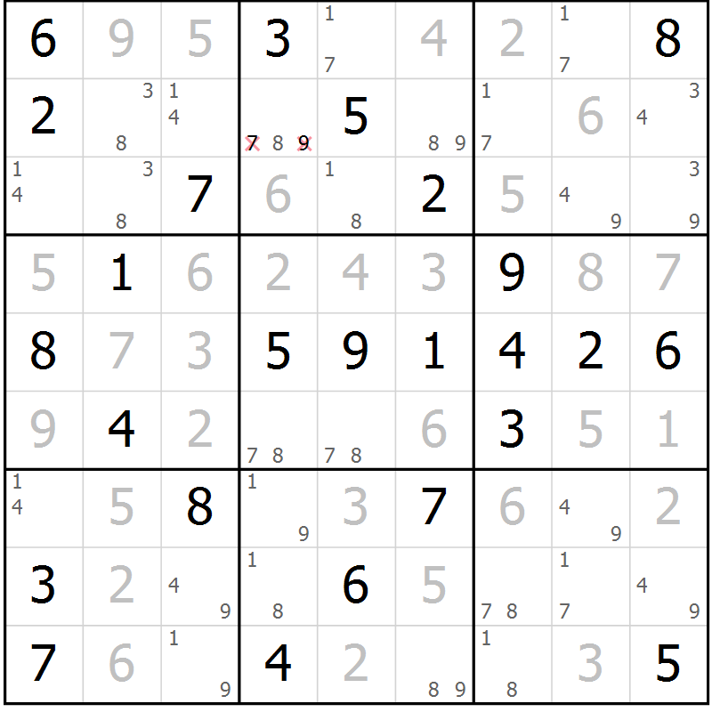 Position des candidats pour la solution de la Gr 48 page 51 du magazine de sudoku Virtuose n° 130
