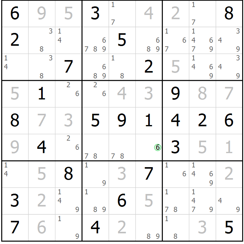 Position des candidats pour la solution de la Gr 48 page 51 du magazine de sudoku Virtuose n° 130