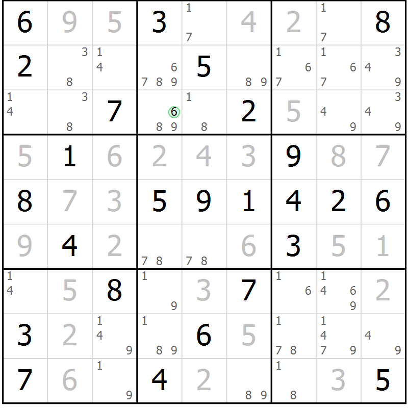 Position des candidats pour la solution de la Gr 48 page 51 du magazine de sudoku Virtuose n° 130