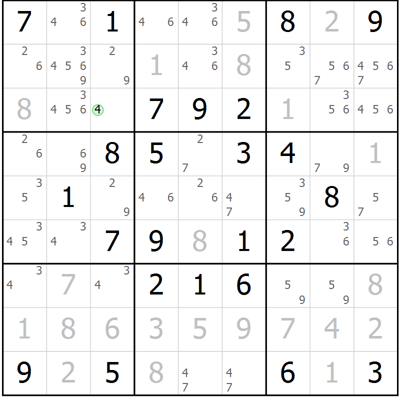 Position des candidats pour la solution de la Gr 49 page 52 du magazine de sudoku Virtuose n° 130