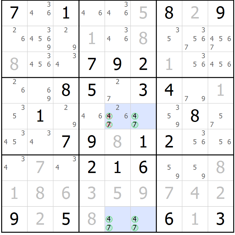 Position des candidats pour la solution de la Gr 49 page 52 du magazine de sudoku Virtuose n° 130