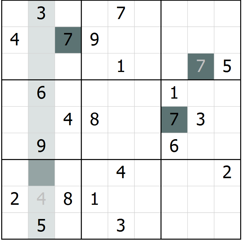 Position des candidats pour la solution de la Gr 5 page 8 du magazine de sudoku Virtuose n° 130