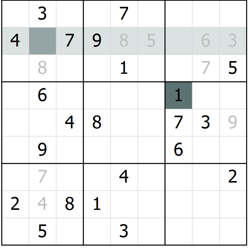 Position des candidats pour la solution de la Gr 5 page 8 du magazine de sudoku Virtuose n° 130
