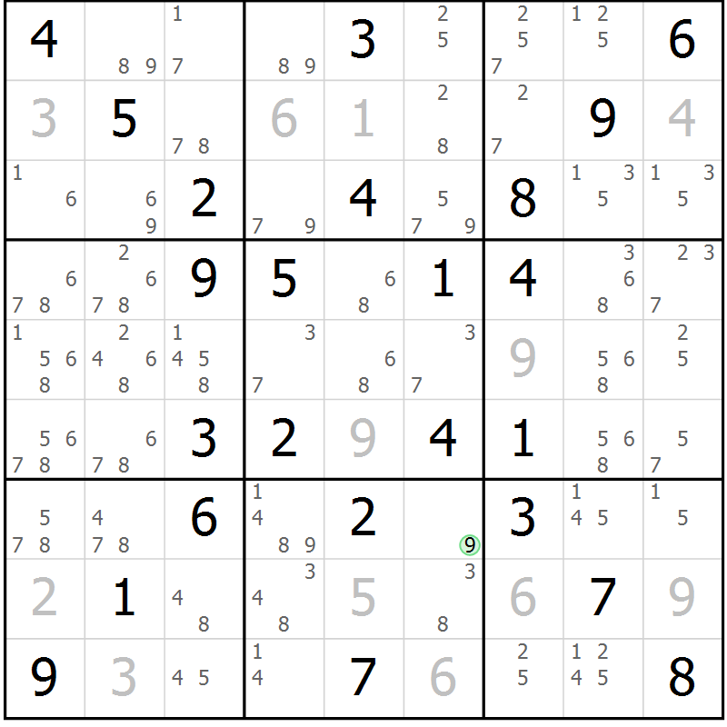 Position des candidats pour la solution de la Gr 50 page 53 du magazine de sudoku Virtuose n° 130
