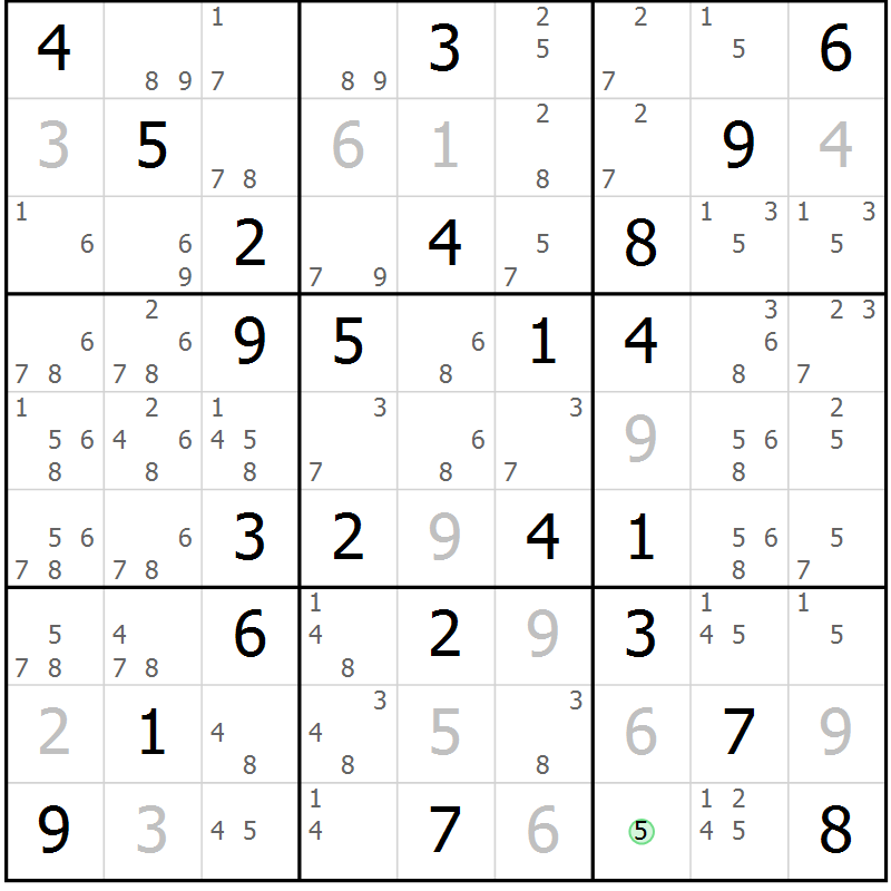 Position des candidats pour la solution de la Gr 50 page 53 du magazine de sudoku Virtuose n° 130