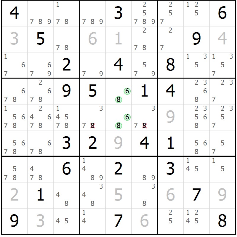 Position des candidats pour la solution de la Gr 50 page 53 du magazine de sudoku Virtuose n° 130