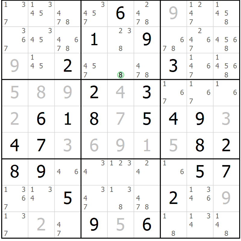 Position des candidats pour la solution de la Gr 51 page 54 du magazine de sudoku Virtuose n° 130