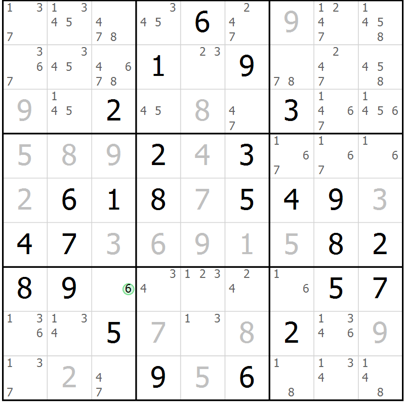 Position des candidats pour la solution de la Gr 51 page 54 du magazine de sudoku Virtuose n° 130