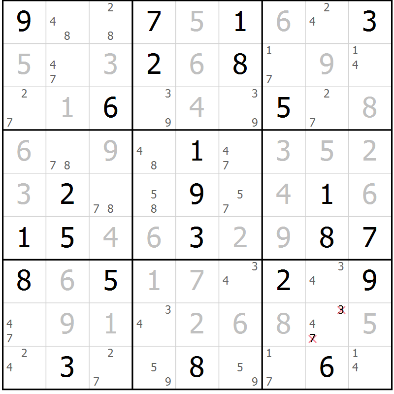 Position des candidats pour la solution de la Gr 52 page 55 du magazine de sudoku Virtuose n° 130