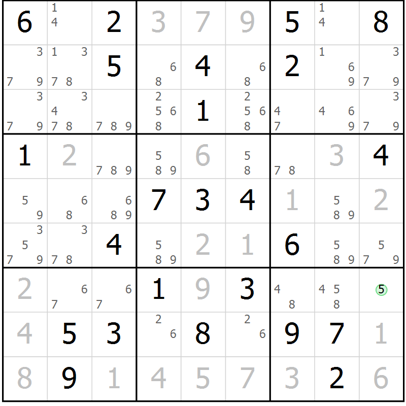 Position des candidats pour la solution de la Gr 55 page 58 du magazine de sudoku Virtuose n° 130