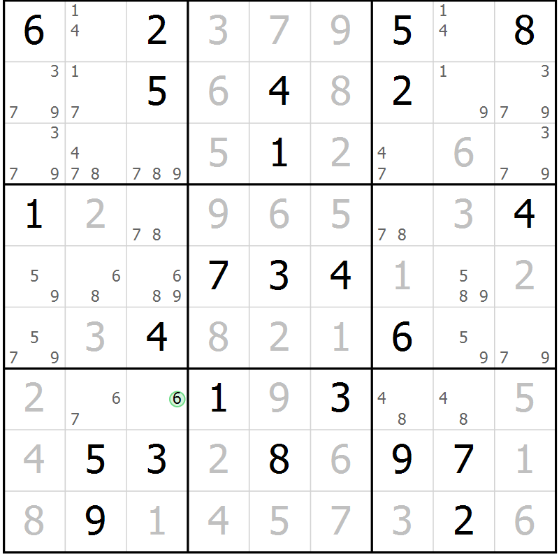 Position des candidats pour la solution de la Gr 55 page 58 du magazine de sudoku Virtuose n° 130