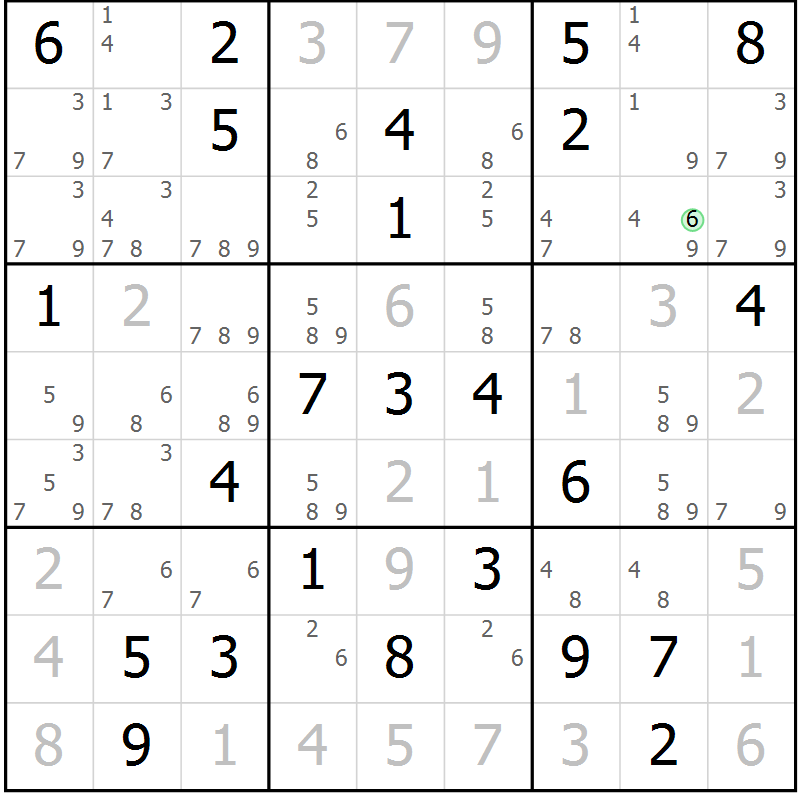 Position des candidats pour la solution de la Gr 55 page 58 du magazine de sudoku Virtuose n° 130