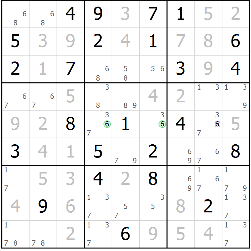 Position des candidats pour la solution de la Gr 57 page 60 du magazine de sudoku Virtuose n° 130