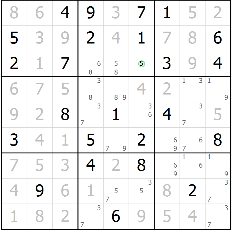 Position des candidats pour la solution de la Gr 57 page 60 du magazine de sudoku Virtuose n° 130