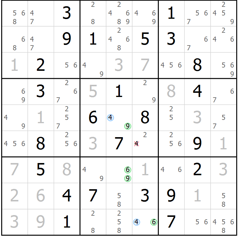 Position des candidats pour la solution de la Gr 59 page 62 du magazine de sudoku Virtuose n° 130