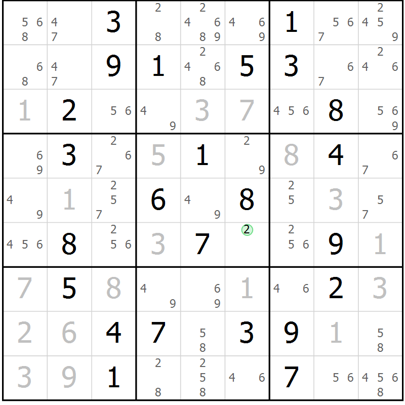 Position des candidats pour la solution de la Gr 59 page 62 du magazine de sudoku Virtuose n° 130