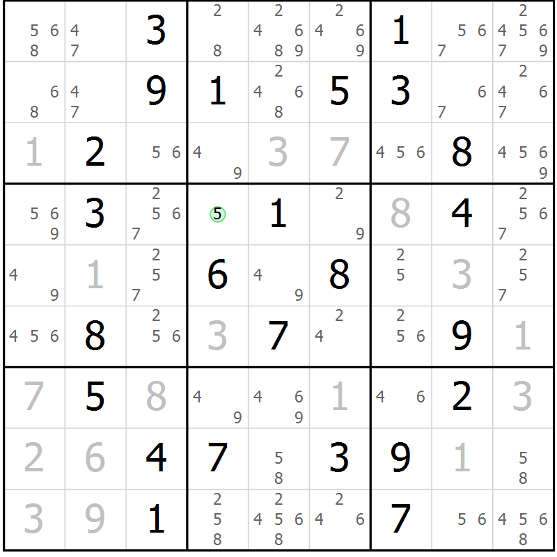 Position des candidats pour la solution de la Gr 59 page 62 du magazine de sudoku Virtuose n° 130