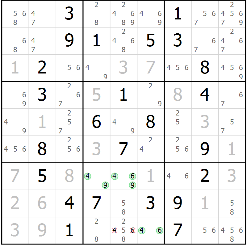 Position des candidats pour la solution de la Gr 59 page 62 du magazine de sudoku Virtuose n° 130