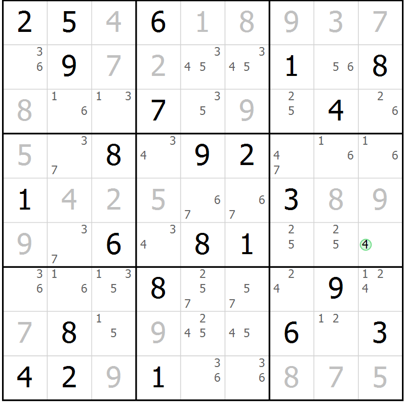Position des candidats pour la solution de la Gr 60 page 63 du magazine de sudoku Virtuose n° 130