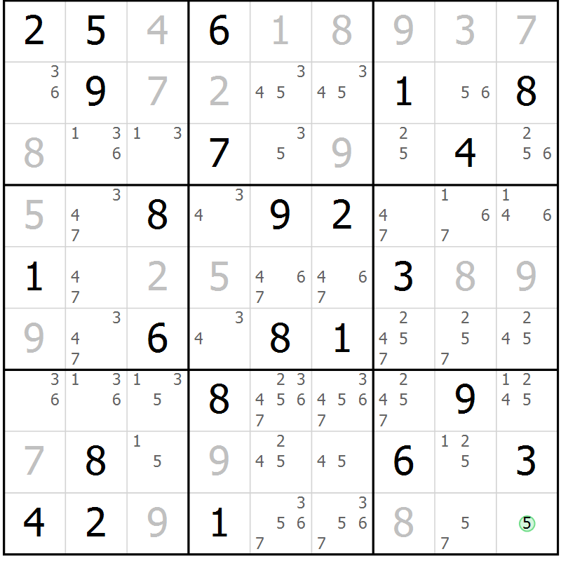 Position des candidats pour la solution de la Gr 60 page 63 du magazine de sudoku Virtuose n° 130