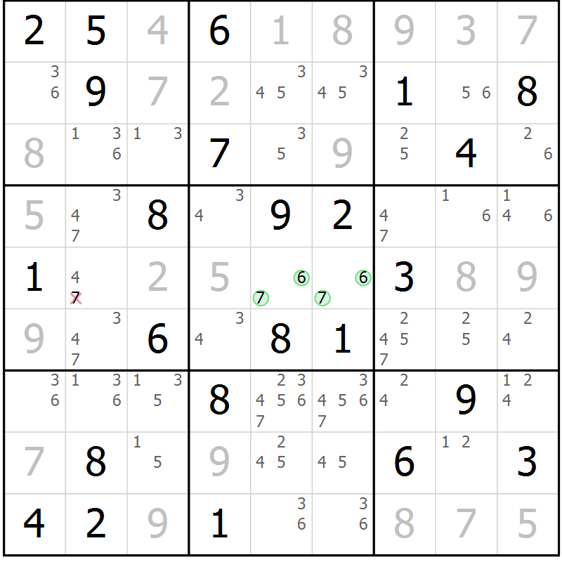 Position des candidats pour la solution de la Gr 60 page 63 du magazine de sudoku Virtuose n° 130