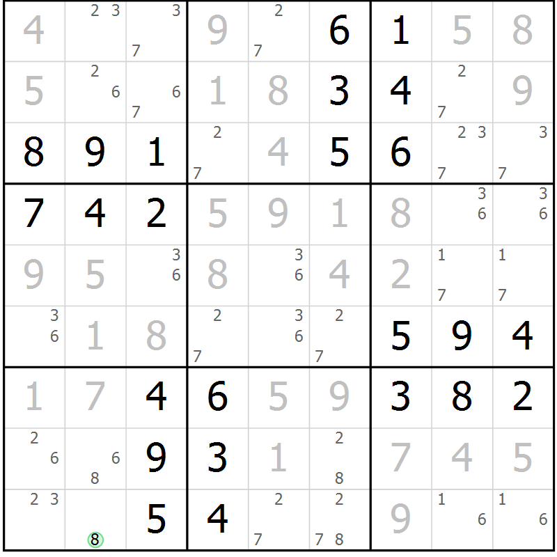 Position des candidats pour la solution de la Gr 63 page 66 du magazine de sudoku Virtuose n° 130