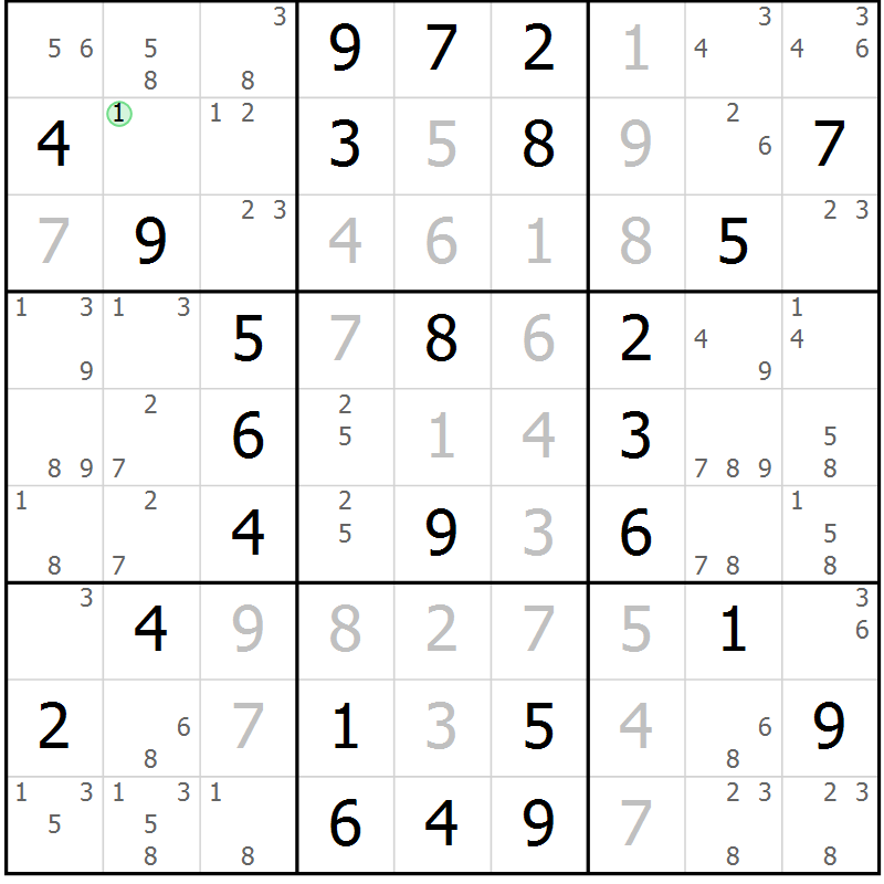 Position des candidats pour la solution de la Gr 64 page 67 du magazine de sudoku Virtuose n° 130